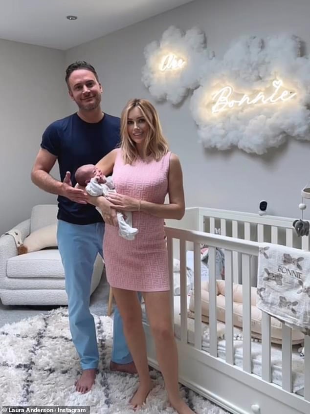 Parents: It comes after Laura announced the arrival of her bundle of joy as she shared a heartwarming video montage on Instagram