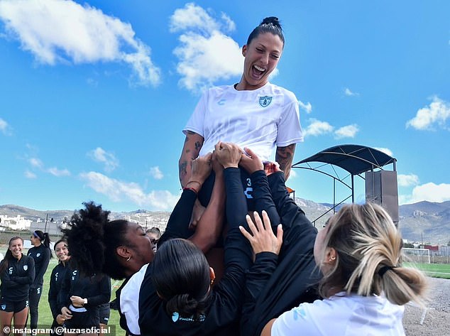 Spains Jenni Hermoso is seen training with her Mexican club