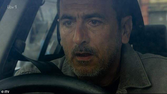 Drama: A shocking twist saw him mowed down by Peter Barlow (Chris Gascoyne) as he raced to the Rovers after hearing that the murderer (Todd Boyce) had held Jenny Connor hostage