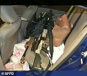 Police found this crossbow and a load of arrows in the back seat of the car used in the attack