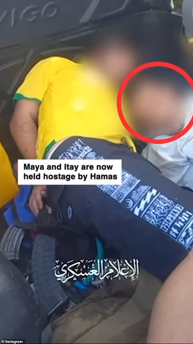 Maya has not been seen since her disappearance, but a friend sent Ilan a video of Itay being held hostage by Hamas (pictured).