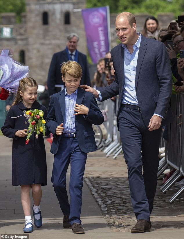 The Prince of Wales and his two eldest children George and Charlotte visit Cardiff Castle in June 2022