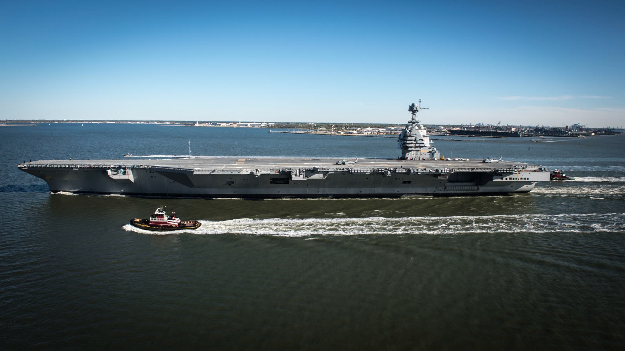 The USS Gerald R Ford the worlds largest aircraft carrier