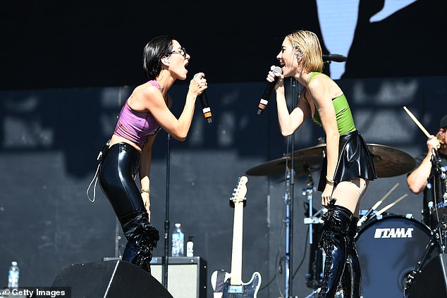 The Veronicas show off their slim figures in edgy outfits