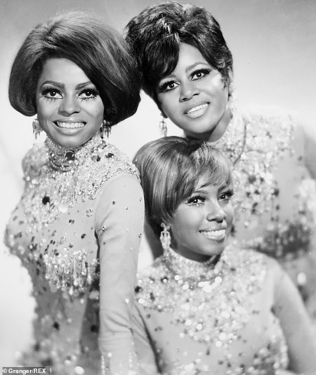 Trio: Reigning Motown star Diana (left) as Queen Bee of The Supremes;  She is pictured with her Supremes colleagues Mary Wilson (center) and Florence Ballard (right).