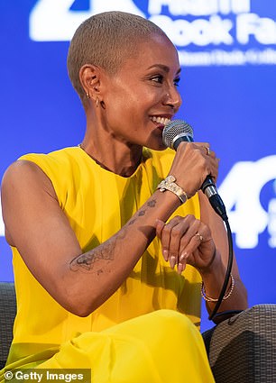 On the microphone: Jada told her story to the audience at the event to promote her bombshell memoir