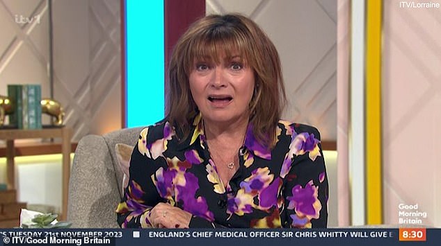 Slammed: Lorraine, 63, said the shower scene aired on Monday was 