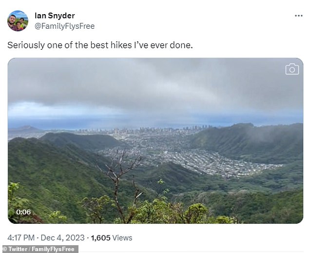 He posted photos and videos showing views of a valley and Koolau Peak shrouded in clouds before he went missing for three days