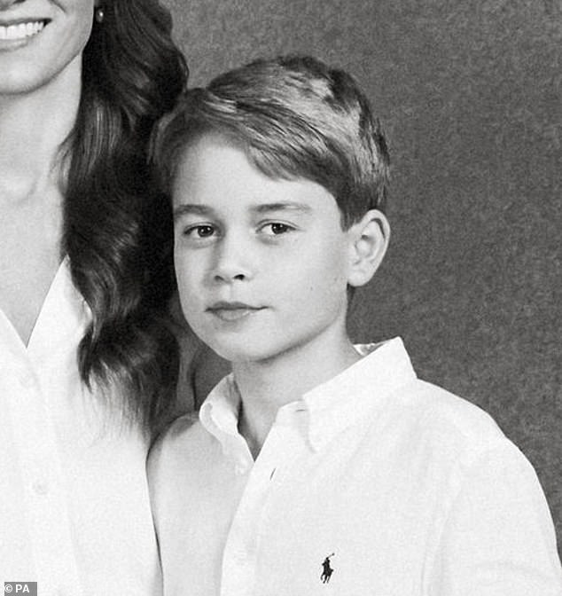 Prince William and Kate Middleton's eldest son, 10, appeared in a black-and-white family portrait on the front of their Christmas card this year earlier this week