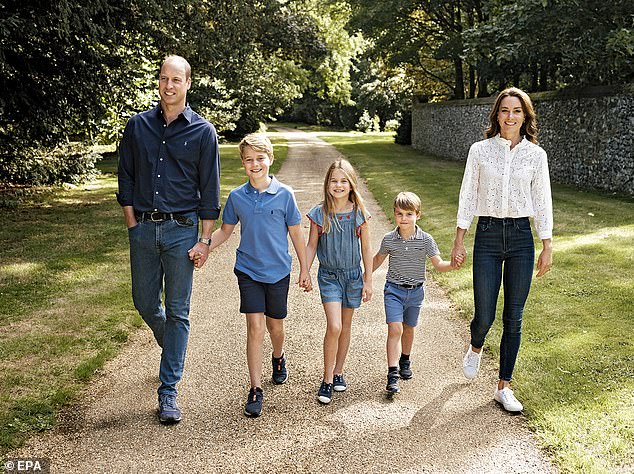 The Prince and Princess of Wales' card last year (above) was a very relaxed affair - although the 2023 card remains far less formal than the one handed out by the prince's father, King Charles