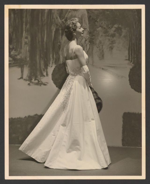 Felicia Montealegre with a long dress