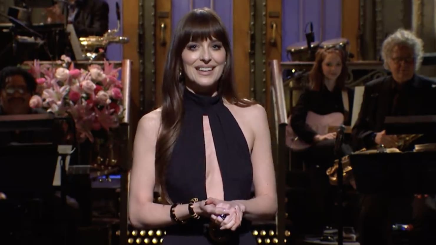 1706431231 39SNL39 Host Dakota Johnson Shades Trump With Taylor Swift Shout Out