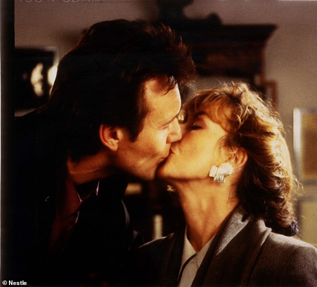 Sharon Maughan and Anthony Head kiss in a scene from a Nescafe Gold Blend coffee advert in 1987. The flirtatious energy between them was instantly electric