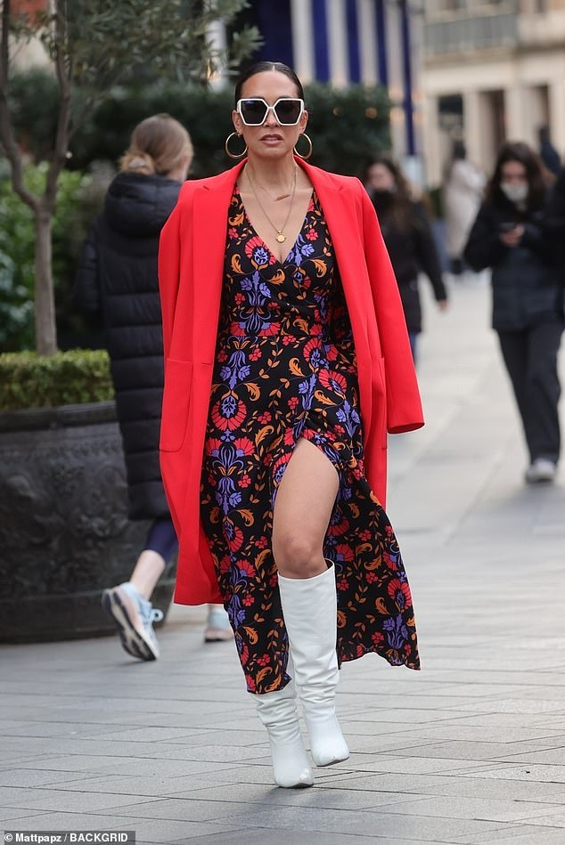 Myleene Klass shows off her legs in a chic floral