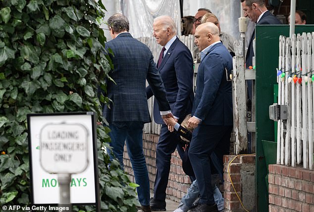 President Joe Biden, son Hunter Biden and grandson Beau Biden leave The Ivy together