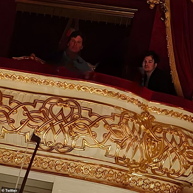 A picture of Carlson appears to show him at a performance of Spartacus at the Bolshoi Theater