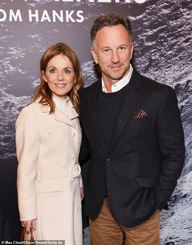 Horner is married to former Spice Girl Geri Halliwell (left).  The couple is pictured here in December 2023