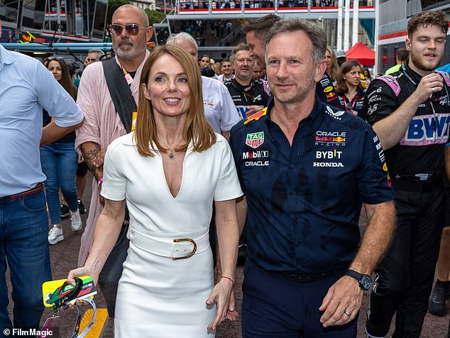 Geri Horner and her husband pictured at the Grand Prix in Monaco in May 2023