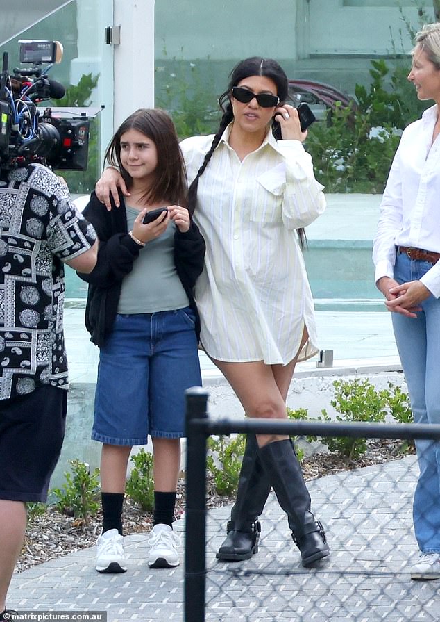 The family was spotted on the outing with a camera crew.  It's unknown if Kourtney was filming scenes for her family's reality show The Kardashians or another project