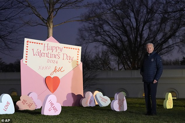 The lengthy statement cited this steady stream of shootings shortly after a photo op in which the Democrat photographed the Valentine's Day decorations on the White House front lawn