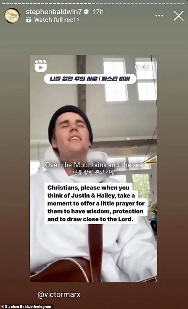 On Monday, the Usual Suspects alum, 57, posted a video of Justin singing, shared by All Things Possible Ministries founder Victor Marx, with the caption: 