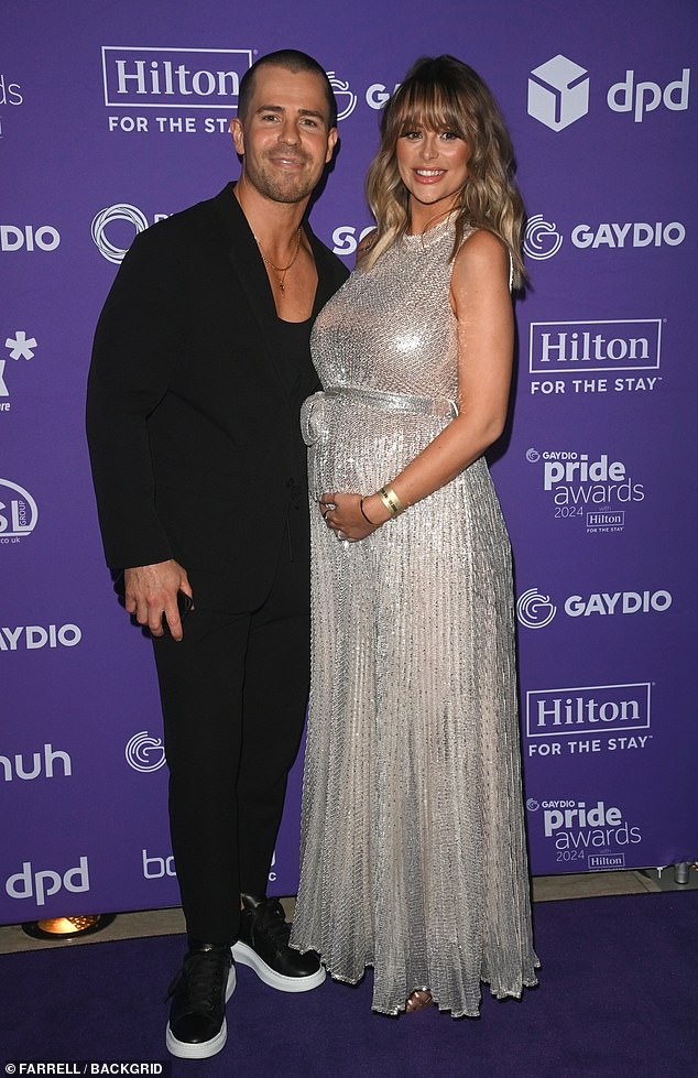 Pregnant Rhian Sugden looked ethereal in a sparkling dress alongside her husband Oliver Mellor at the 2024 Gaydio Pride Awards Hilton Hotel in Manchester on Friday