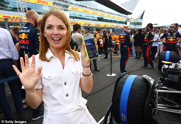 Geri Halliwell has not yet been pictured in the paddock in Bahrain.  Here she is seen at Silverstone last July