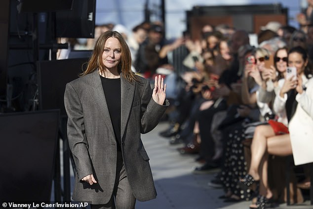 Stella herself walked the runway in an oversized gray suit